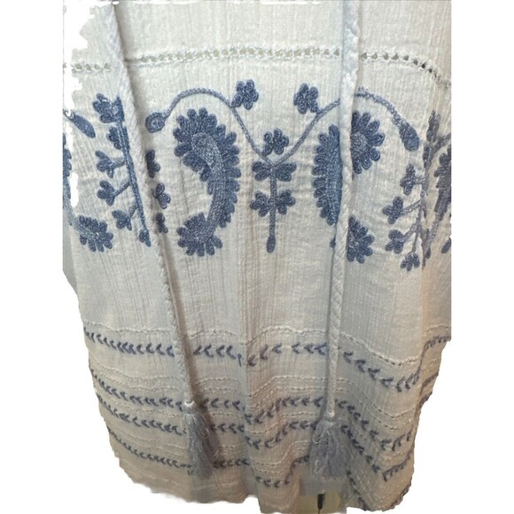 TOMMY BAHAMA Lightweight Cotton Embroidered Boho Tunic Top 3/4” Sleeves Sz S - Picture 3 of 8